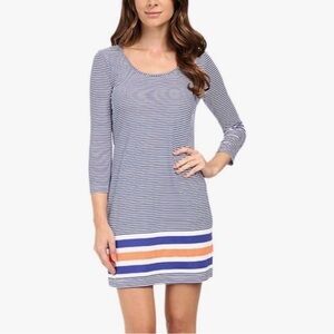 Lilly Pulitzer Beacon Dress Blue White Striped Shift Size Medium